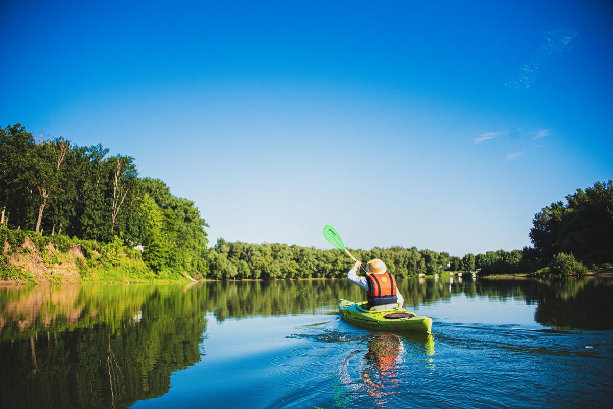 Moldova adventure travel, kayaking on the Dniester River.